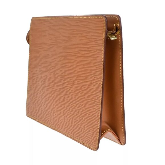 LOUIS VUITTON LV Pochette Homme Clutch Hand Bag Epi Leather Gold - Picture 3 of 14